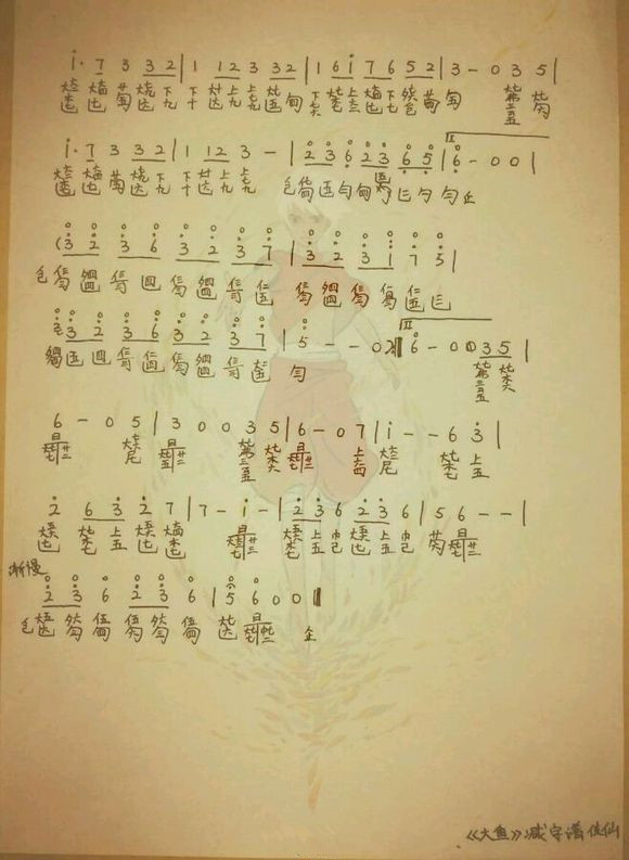 Big Fish Begonia（guqin sheet music）