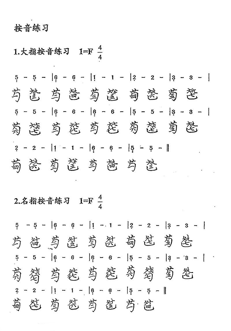 Guqin percussion practice - left index finger（guqin sheet music）