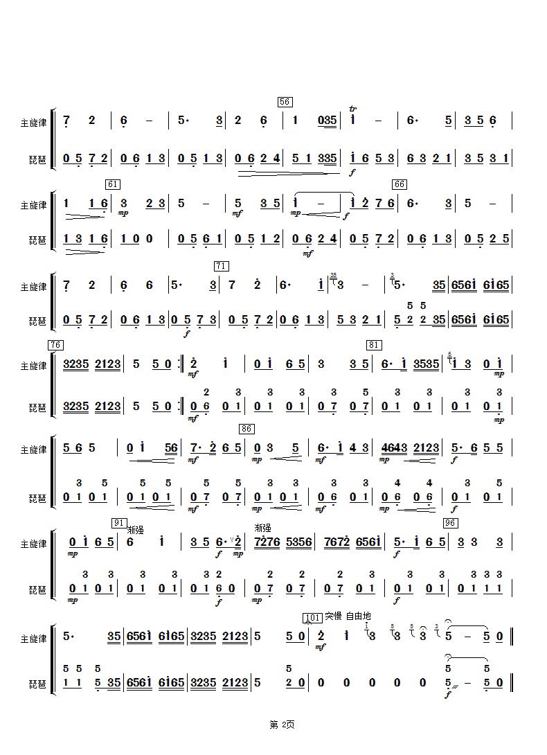 Beijing tune (Pipa)（pipa sheet music）