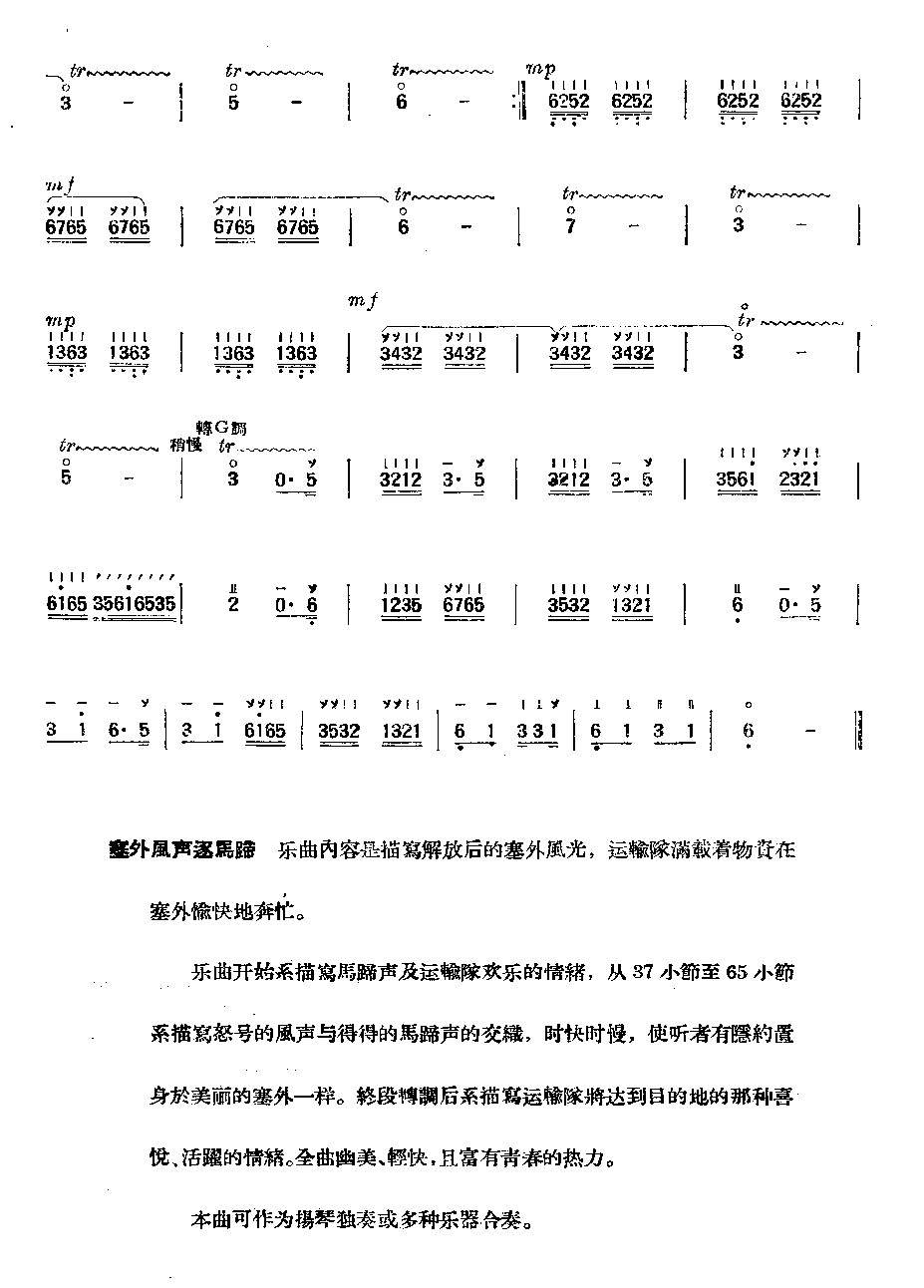 The wind outside the Great Wall chases the horse's hoof（yangqin sheet music）