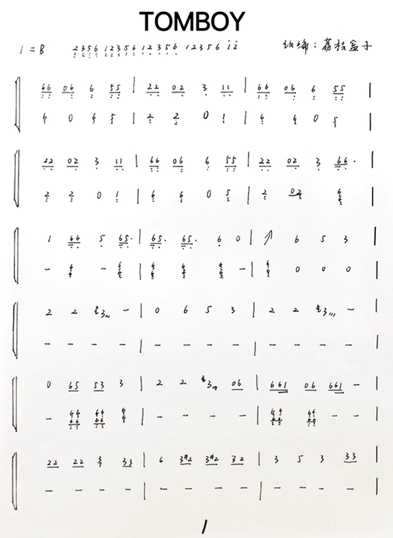 TOMBOY（guzheng sheet music）