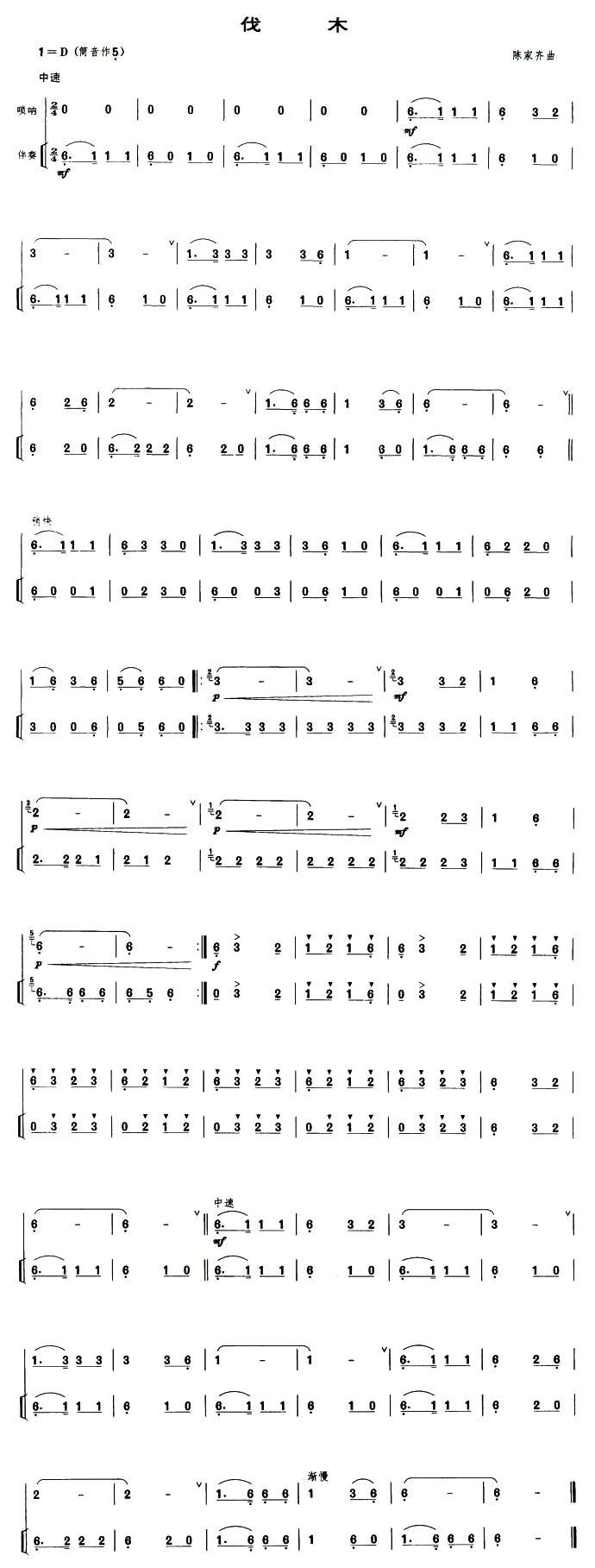 logging（suona sheet music）