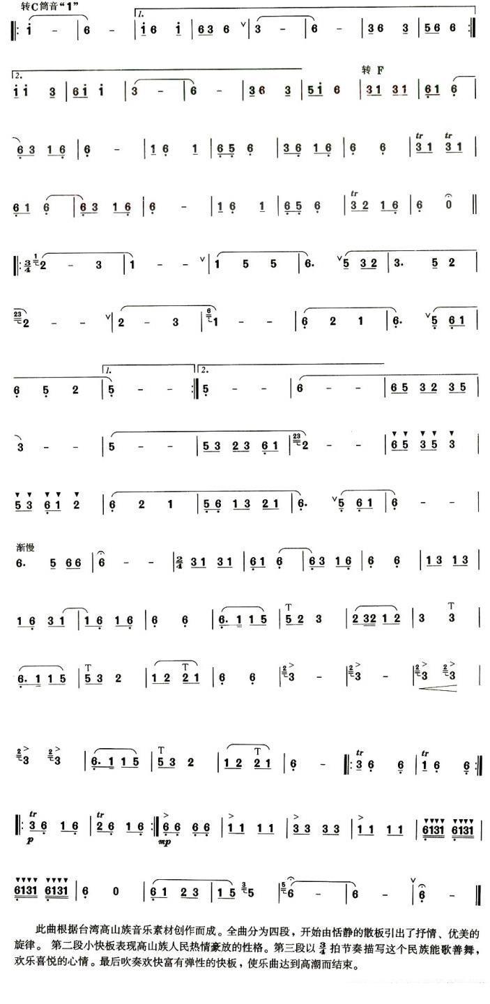 Gaoshan Nationality Dance（bawu sheet music）