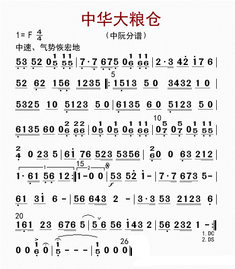 China Granary（zhongruan sheet music）