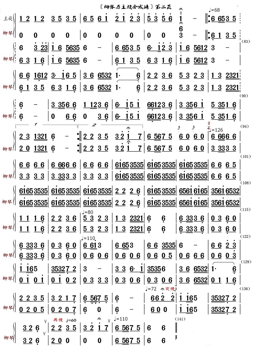 Hands watered the flowers of happiness (dulcimer)（liuqin sheet music）