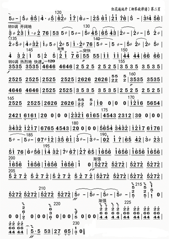 Dazhai safflower blooms everywhere（liuqin sheet music）