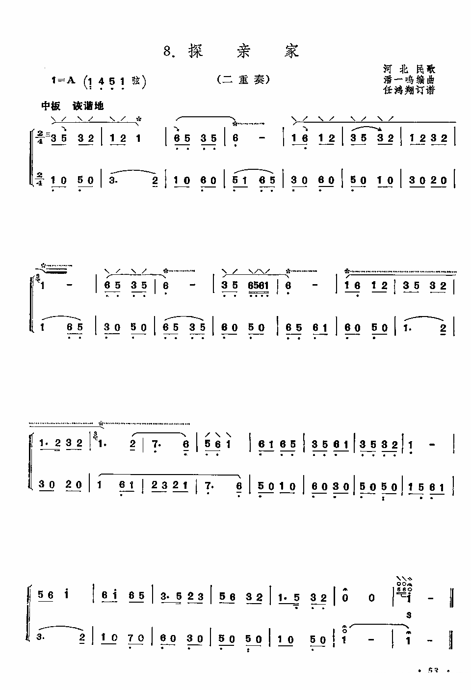 Hebei Folk Song: Visiting Relatives' Home(pipa sheet music)