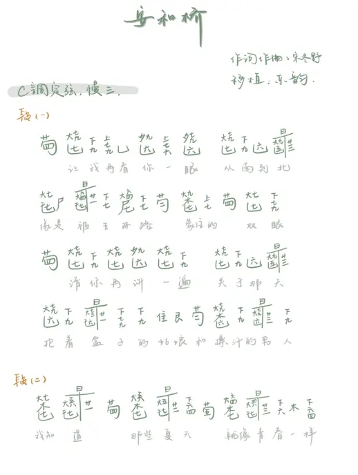 Anhe Bridge (Guqin)（guqin sheet music）