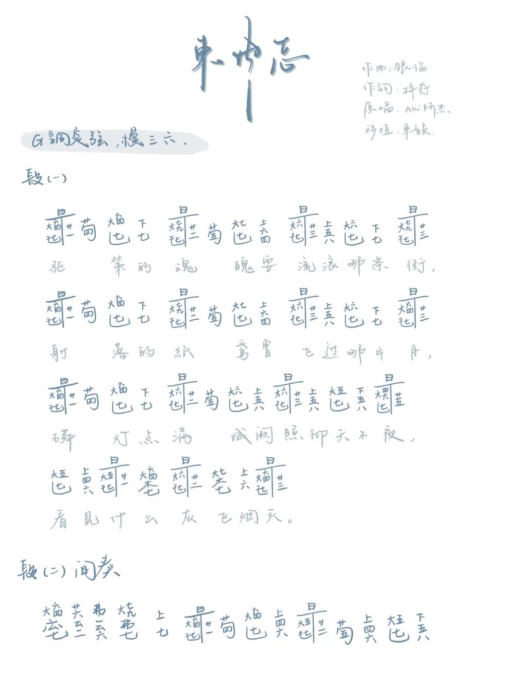 Dongfeng Record (Guqin)（guqin sheet music）