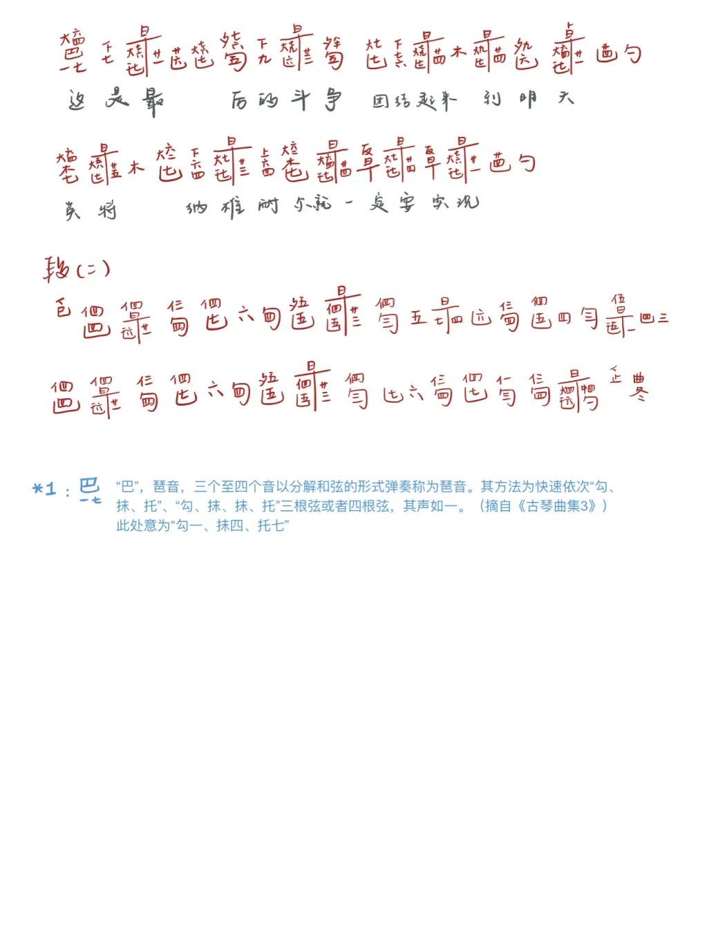 Internationale (excerpt)（guqin sheet music）