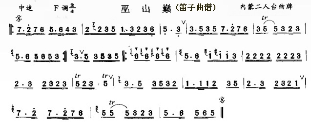 Wushan peak（dizi sheet music）