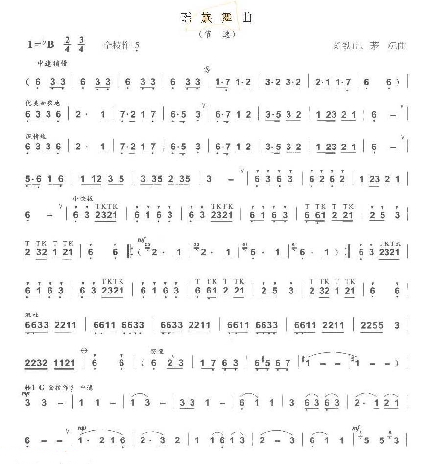 Dance of Yao Nationality (Excerpt)（bawu sheet music）