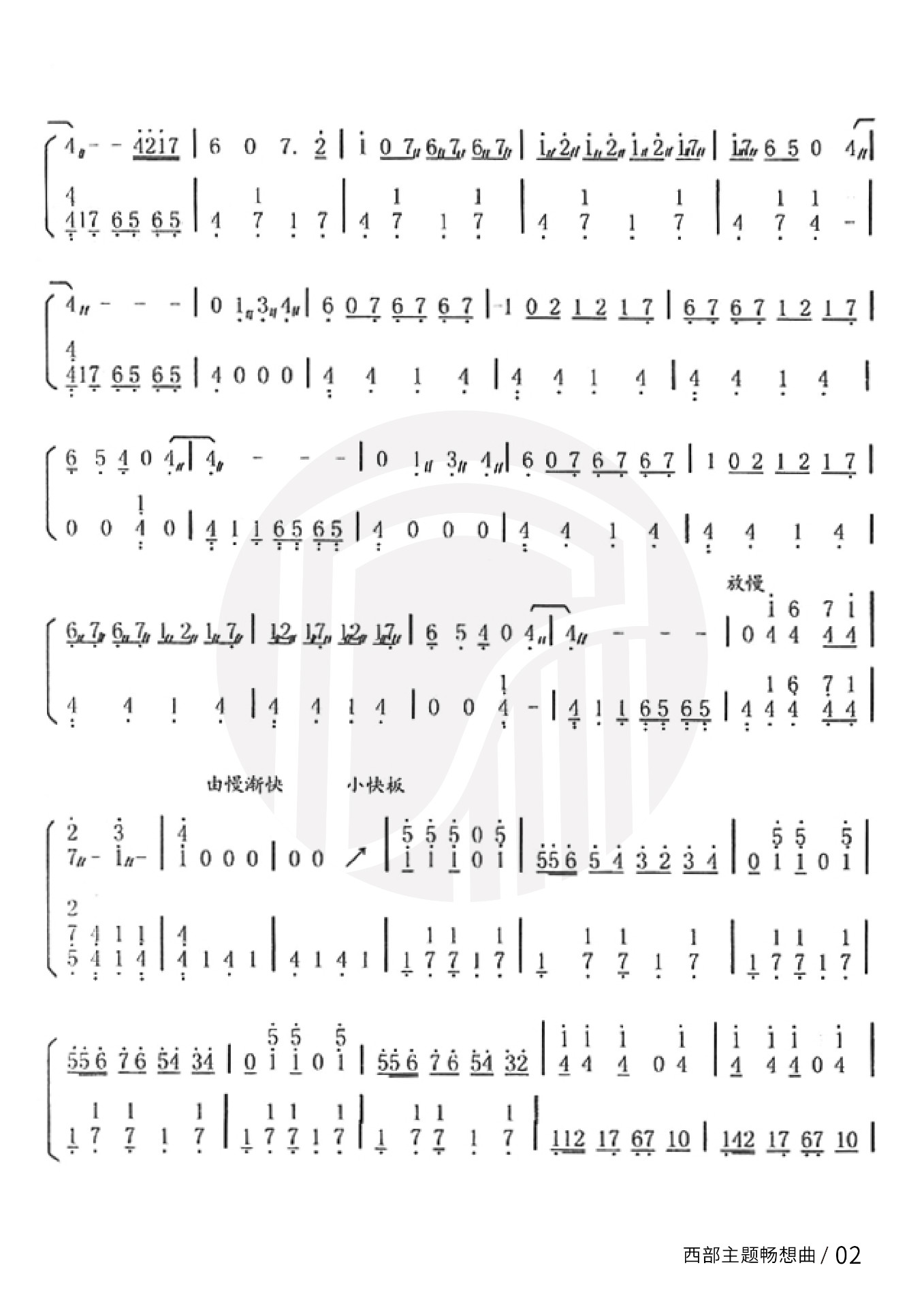 Rhapsody on Western themes（guzheng sheet music）