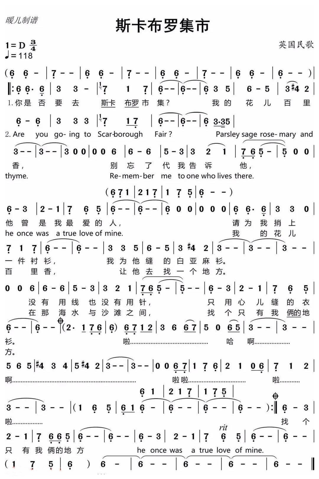 Scarborough Fair (Trong Nguyen)（zhongruan sheet music）