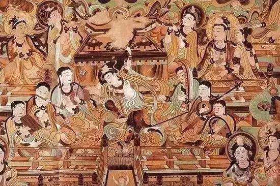 What ethnic musical instruments are there in Dunhuang frescoes?